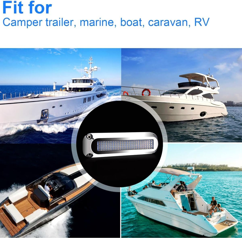 120led Underwater Boat Lights,Blue DC10-30V IP68 Surface Mount 2 Pack