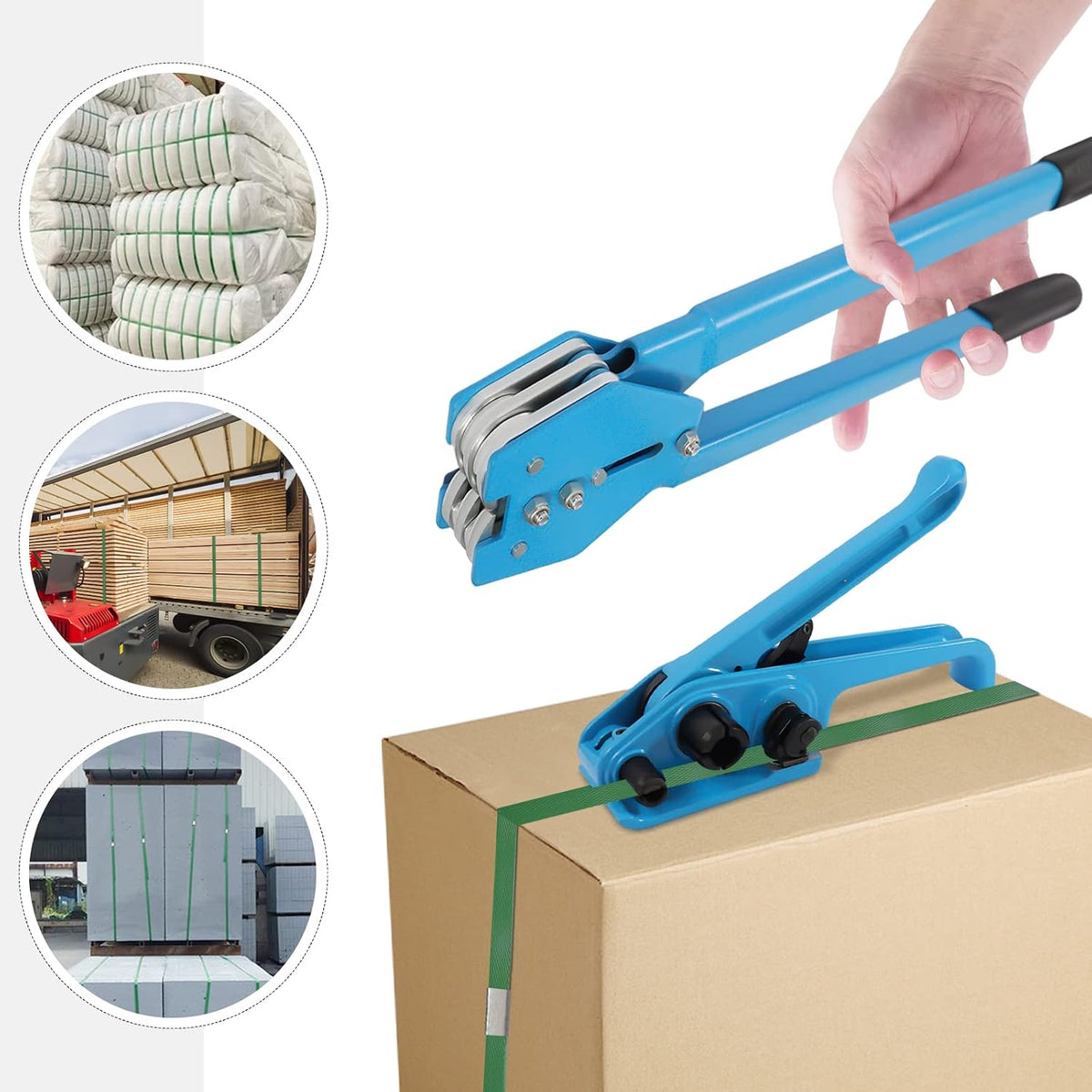 Pallet Banding Strapping Kit Packaging Strapping Tool, Poly Strapping Tensioner & Cutter, 1000N Manual Strapping