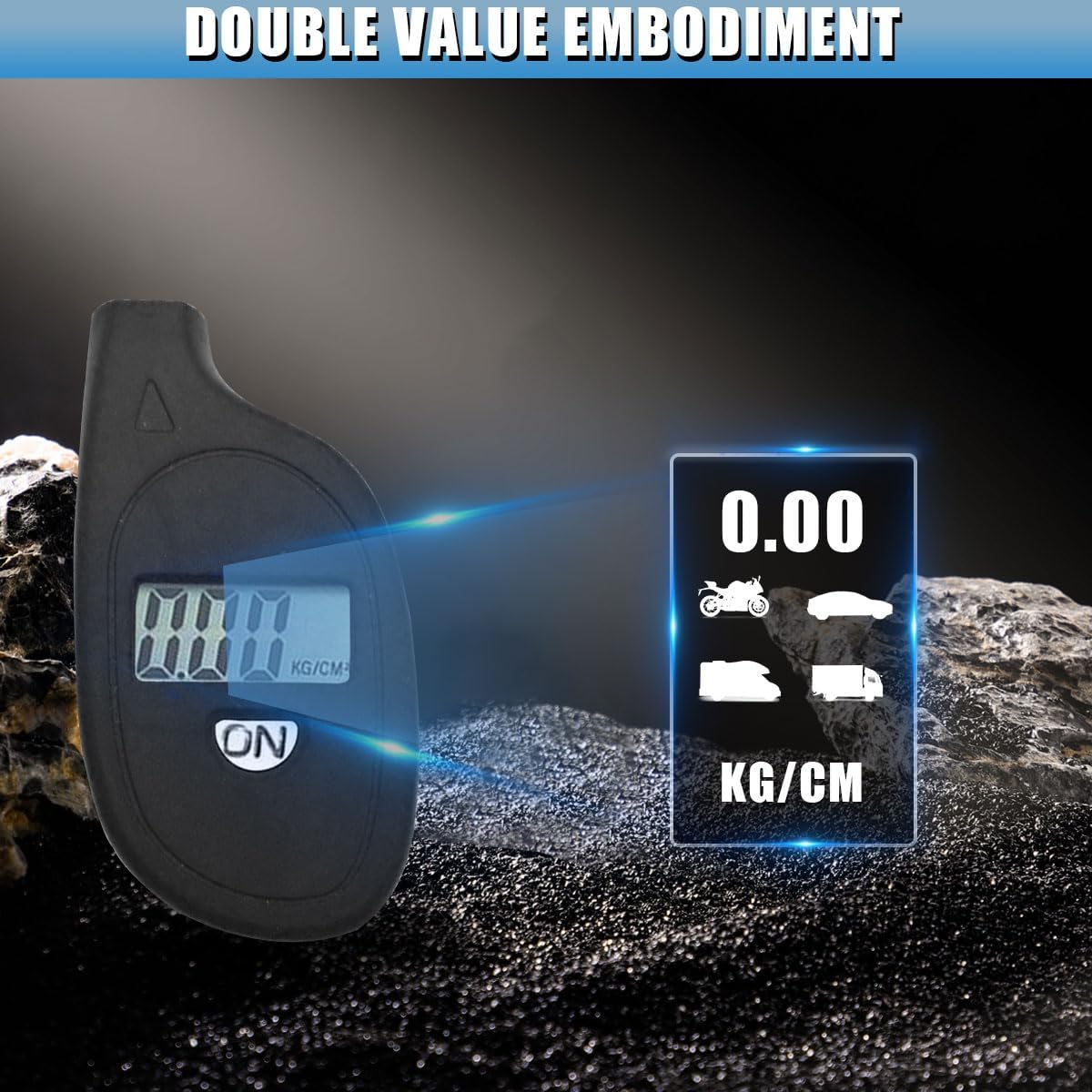 Digital Tire Pressure Gauge, 5-150PSI 4 Unit Settings (Black)