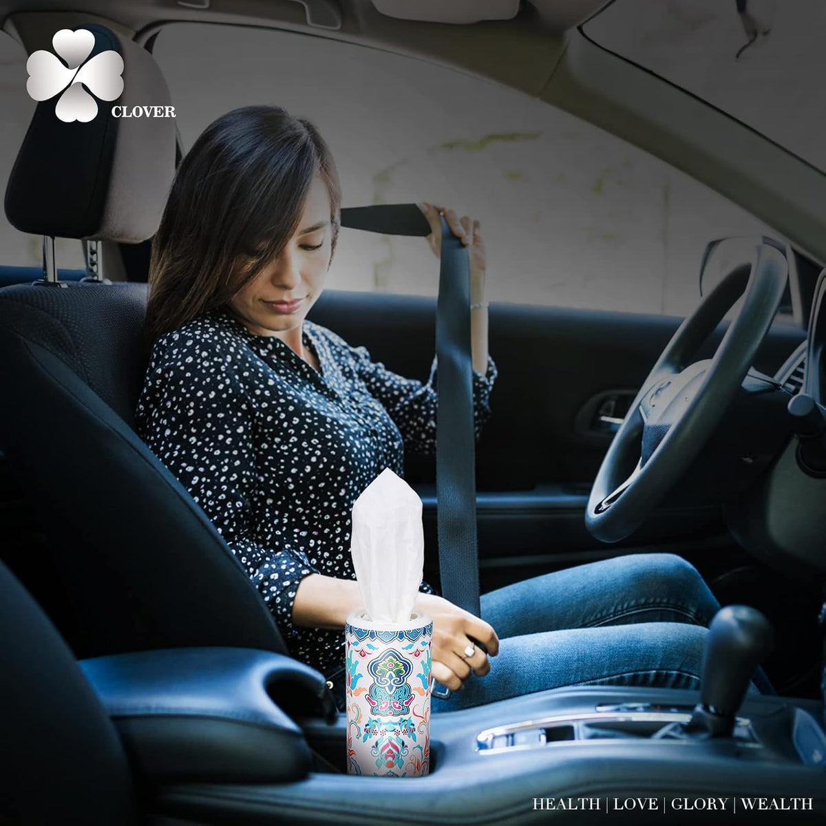Car Tissues Cylinder with Cap, Round Tissue Box Container (4 Pack)