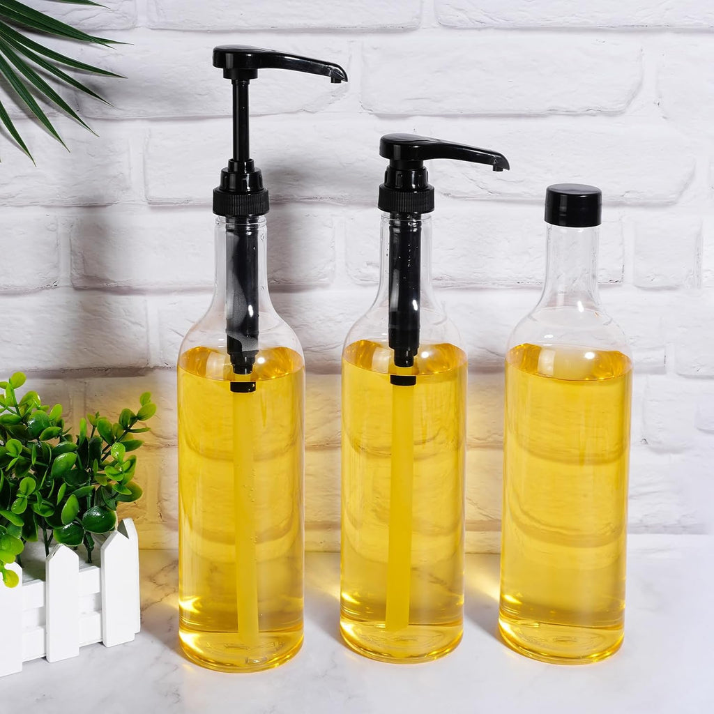 6 Pcs 25 oz Plastic Syrup Bottles with Pump Syrup Dispenser, Black