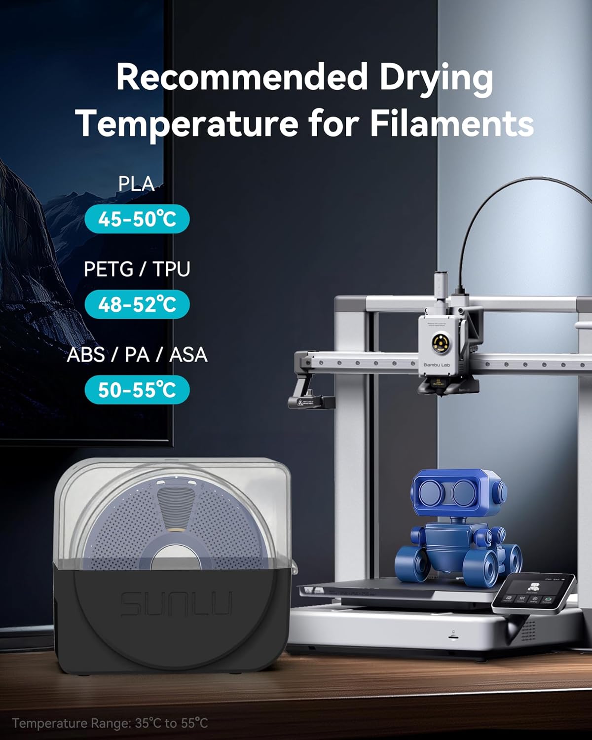 Filament Dryer Box 2026 New Upgrade S1 Plus, Black | Fan Design, Keeps 1.75 2.85 3.00mm Filament Dry, Compatible with