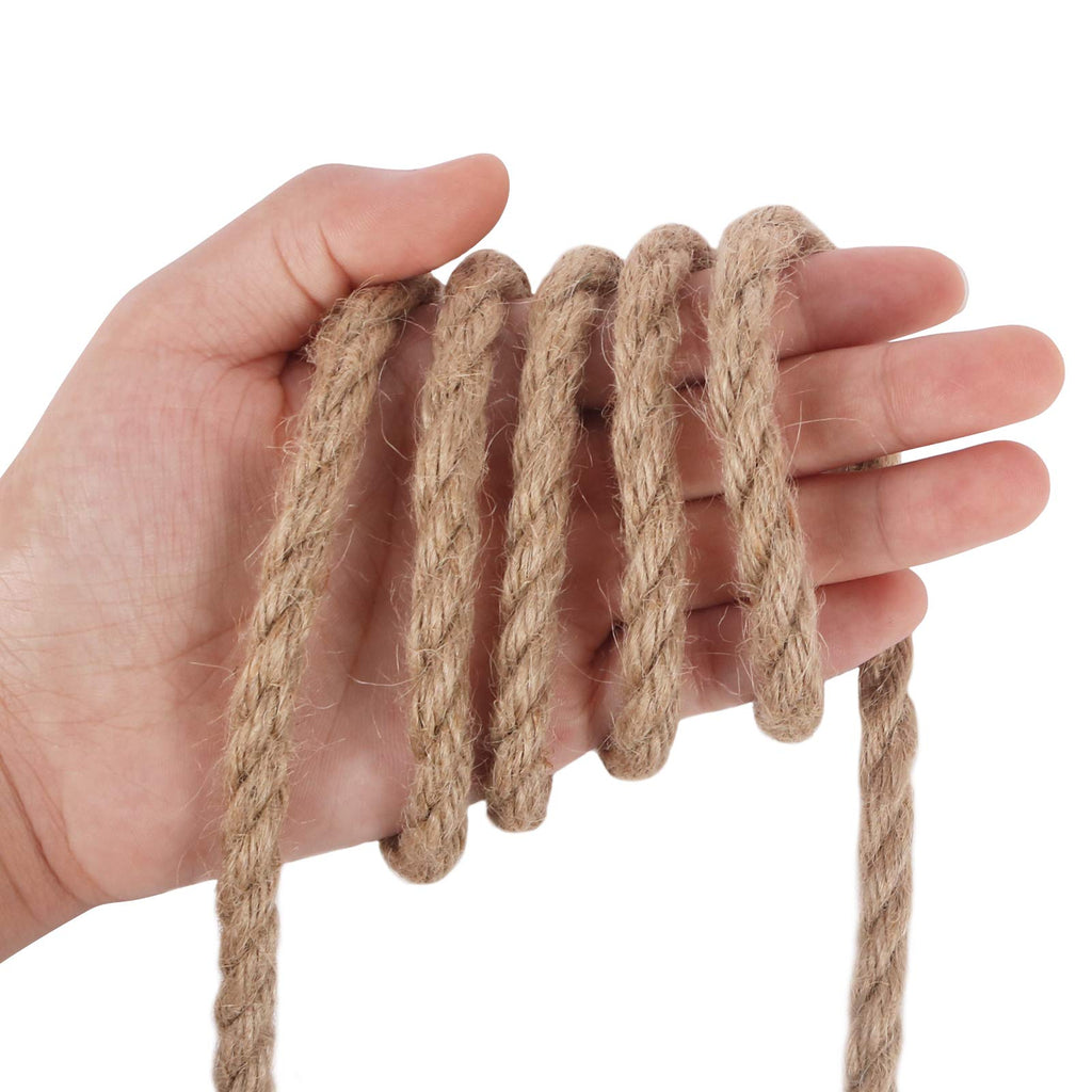 8mm Jute Rope, 50 ft Natural Brown Twine for Cat Scratching Posts