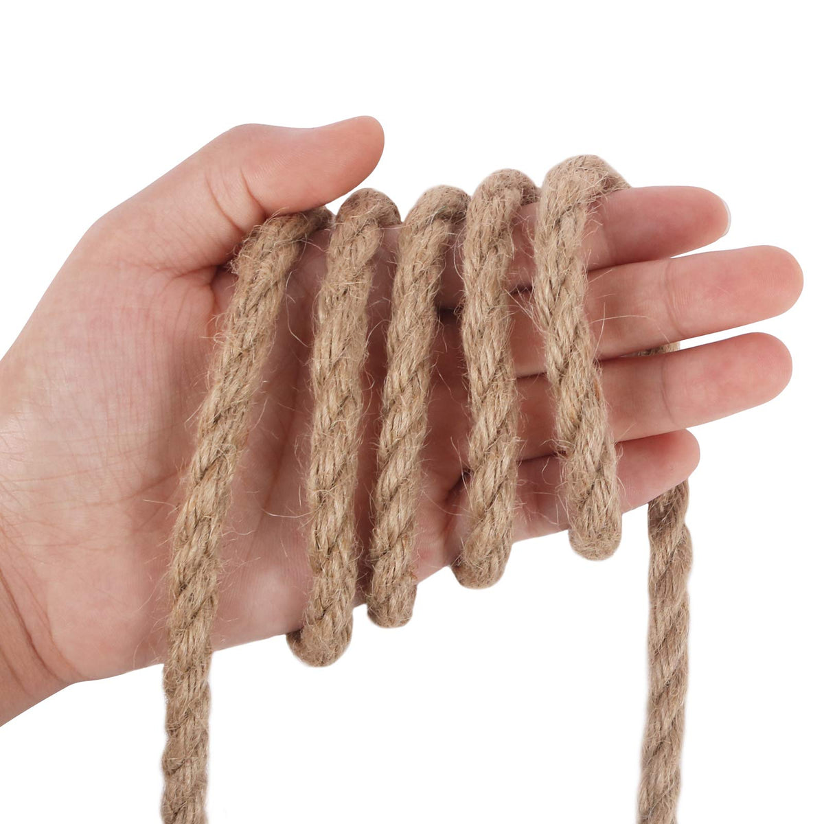 8mm Jute Rope, 50 ft Natural Brown Twine for Cat Scratching Posts