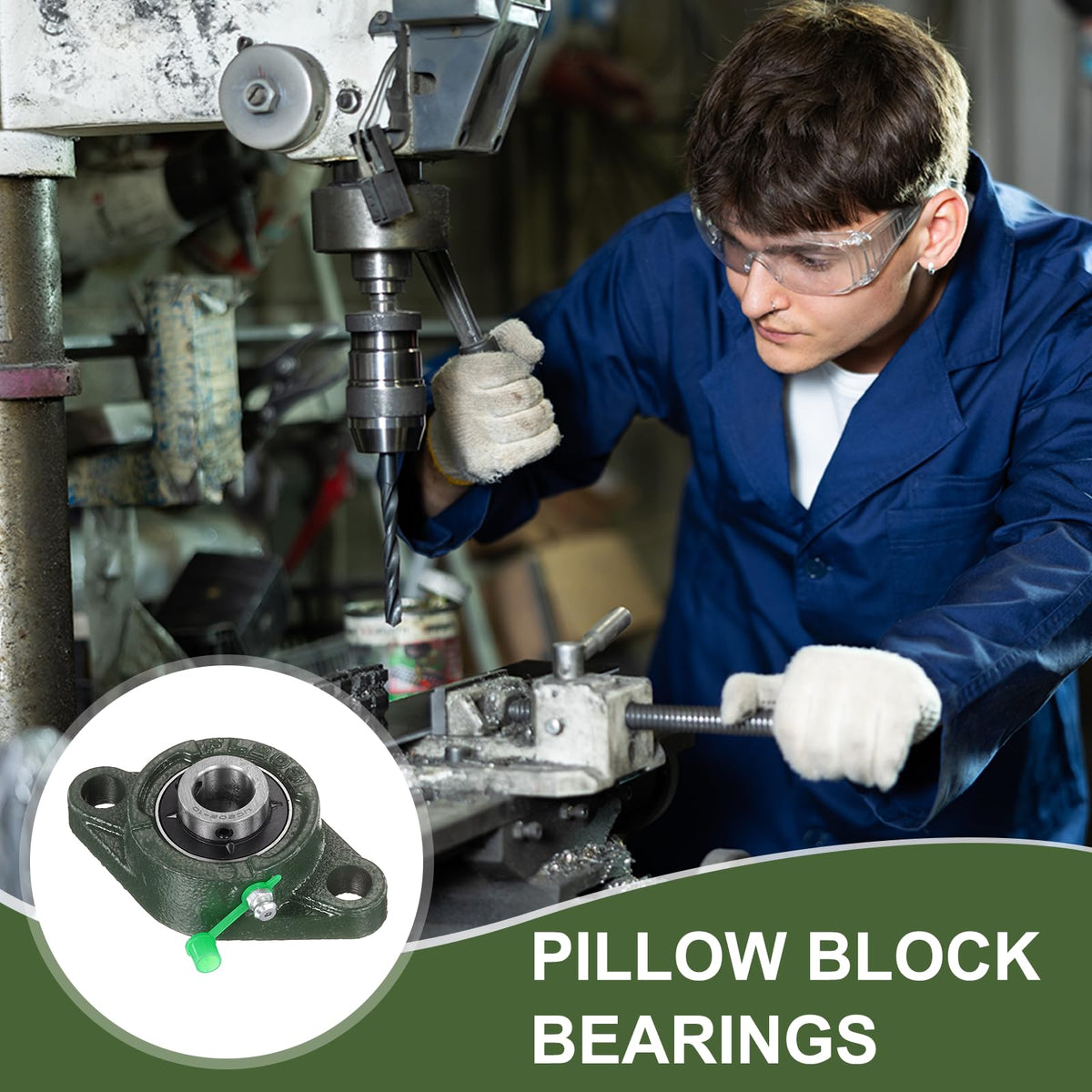 uxcell UCFL202-10 Pillow Block Bearings, 5/8 in Bore Chrome Steel, ABEC3