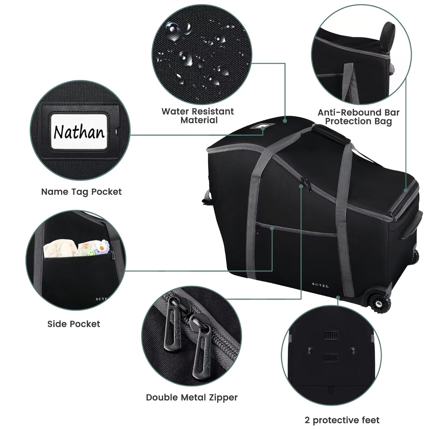 Infant Car Seat Travel Bag Fit Doona Car Seat Stroller and Base, Chicco Keyfit 35 and Base, Doona Travel Bag with