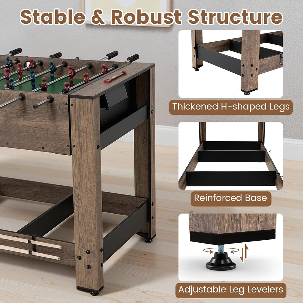 2-in-1 Swivel Multi Game Table, 48” Combo Game Table with Foosball & Pool for Adults, Indoor Outdoor Combination