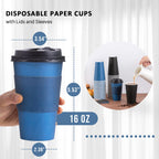 100 Pack 16 oz Coffee Cups with Lids, Disposable Hot Paper Coffee Cups
