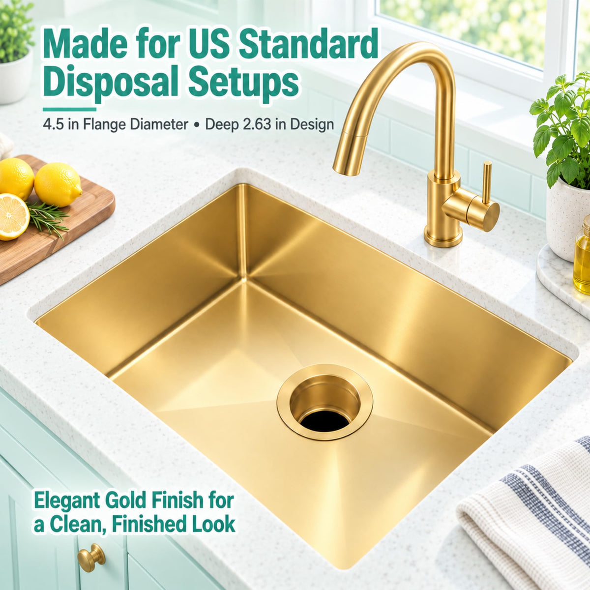 Lonsince Extended Garbage Disposal Flange for Kitchen Sink,Gold Color
