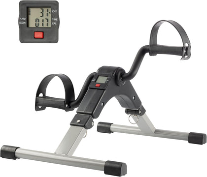 Under Desk Exercise Bike Pedal Exerciser – Mini Stationary Cycle with Adjustable Resistance, Calorie Tracker &