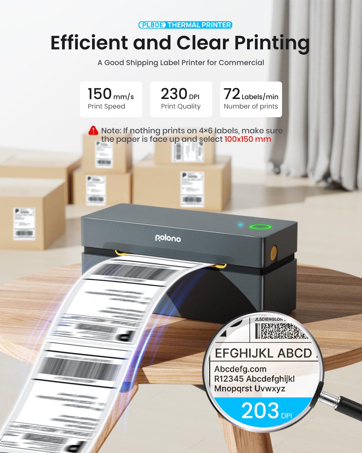 Bluetooth Thermal Shipping Label Printer, 4x6 Thermal Label Printer