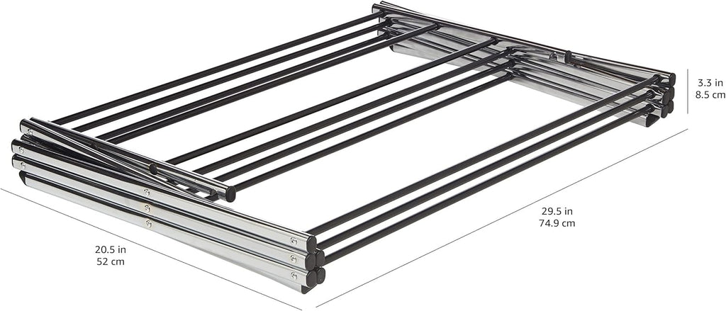 Foldable Portable Metal Clothes Drying Rack for Indoor Air Drying, Energy Saving, 14.5 x 29.5 x 41.8 inches, Chrome