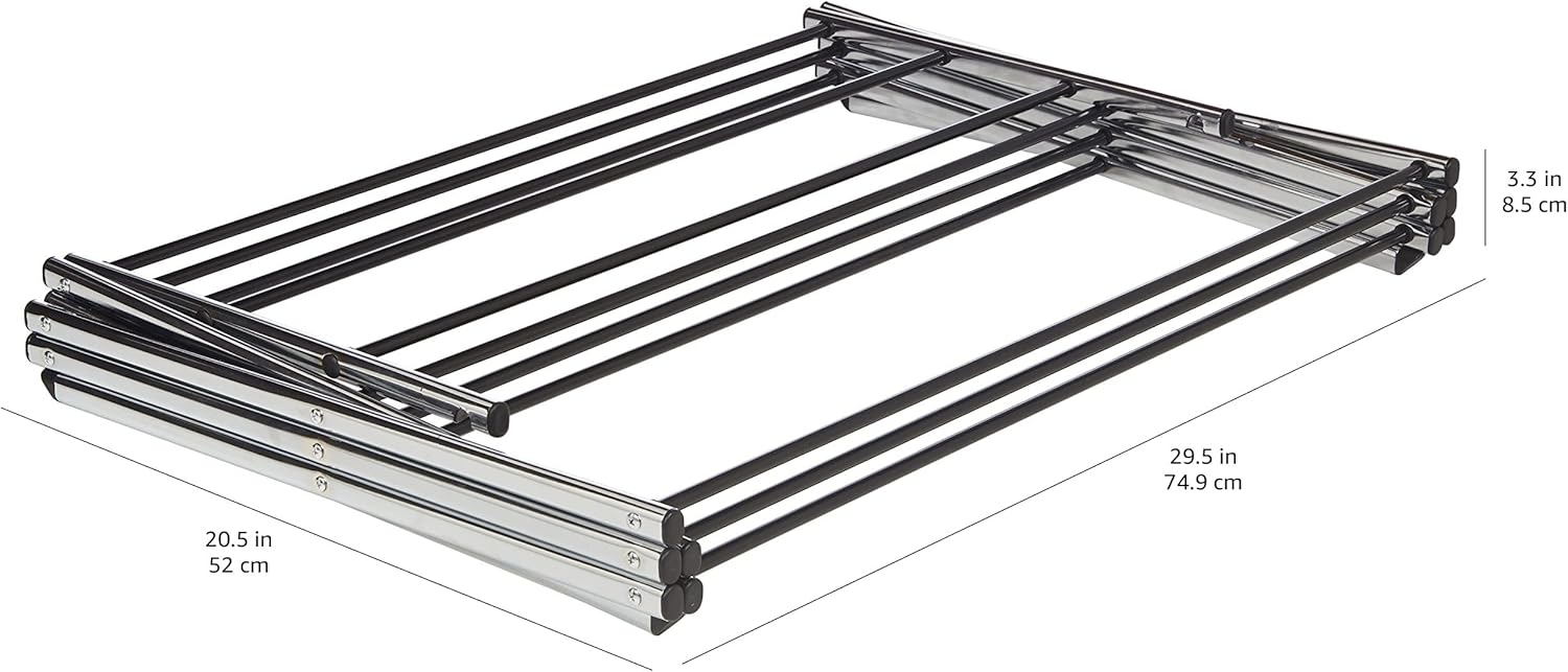 Foldable Portable Metal Clothes Drying Rack for Indoor Air Drying, Energy Saving, 14.5 x 29.5 x 41.8 inches, Chrome
