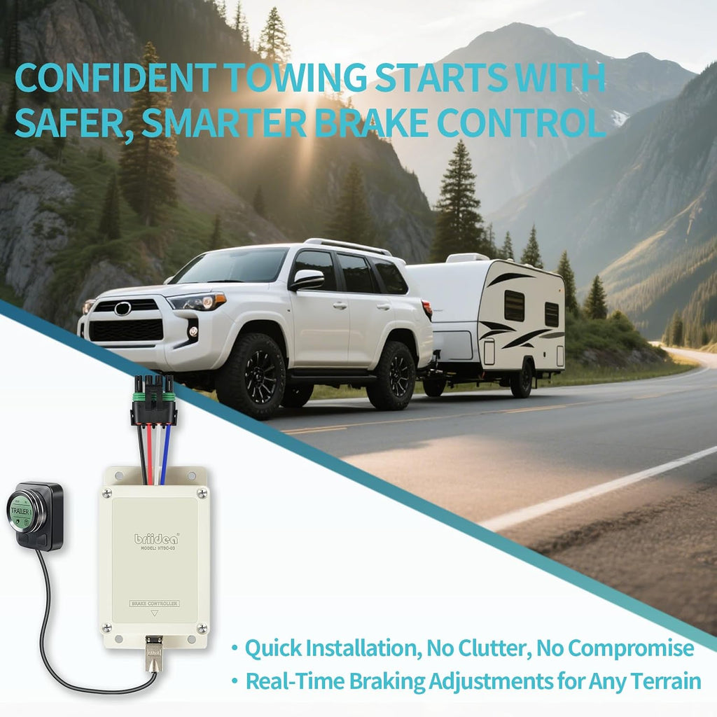Proportional Trailer Brake Controller, Digital Electric Control | Rotary Knob Adjustment, LCD Digital Display, 1–4