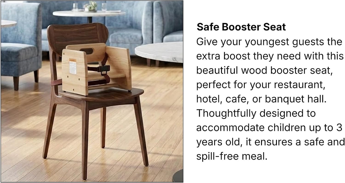 Natural Wooden Raised Restaurant Chair for Smaller Guests