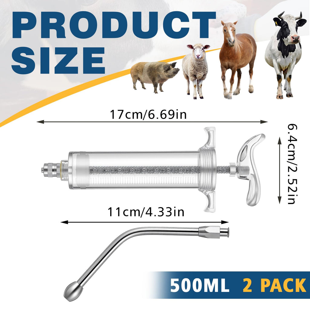 50ml 2 Pcs Drench Gun for Goats, Sheep & Cattle, Clear