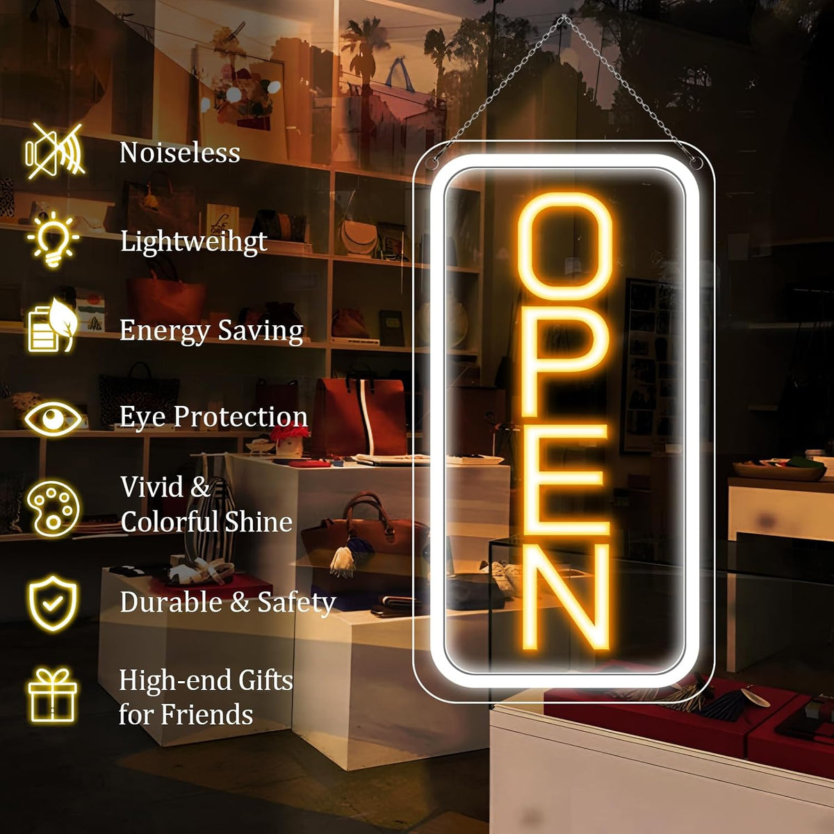 16"x 9" Super Bright Open Sign,12V LED Neon Open Signs for Business for Window, with ON/OFF Switch, Electric Light up