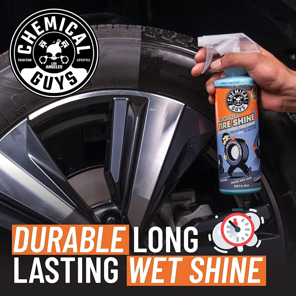 Tire Kicker Extra Glossy Tire Shine Spray, Dry Touch, 16 oz | With Wonder Wave applicator for cars, trucks, and SUVs