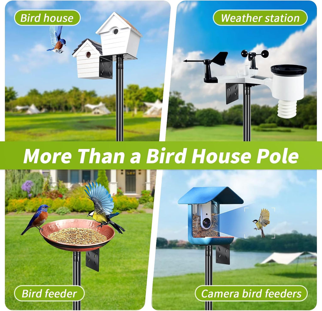 Bird House Pole, 80 Inch Bird Feeder Pole Stand with 1-Inch Dia Heavy Duty Birdhouse Pole Mount Kit for Outdoors