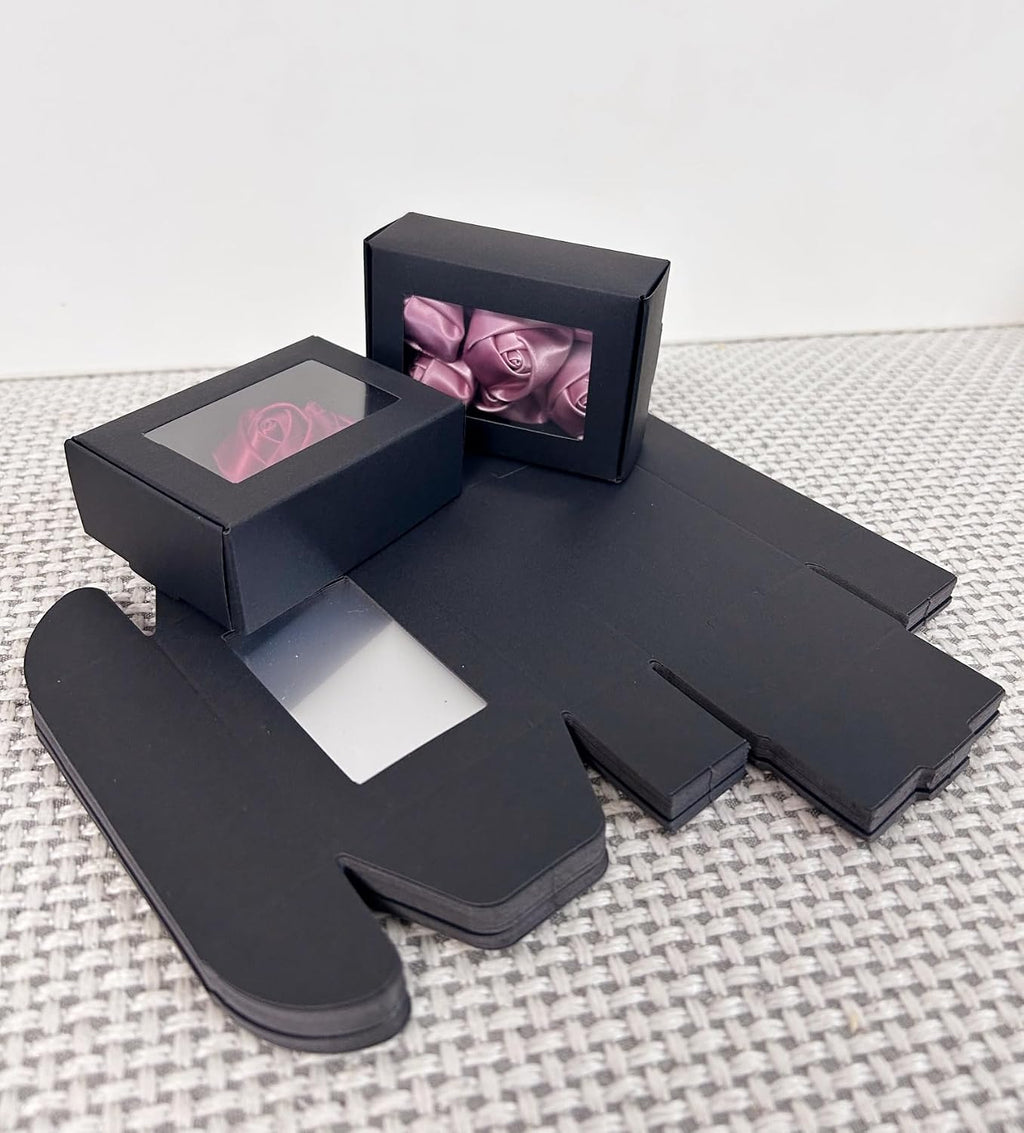 3.3 x 2.4 x 1.2 Inch Kraft Paper Boxes with Window 30pcs Soap Packaging Gift boxes with Window(Black)