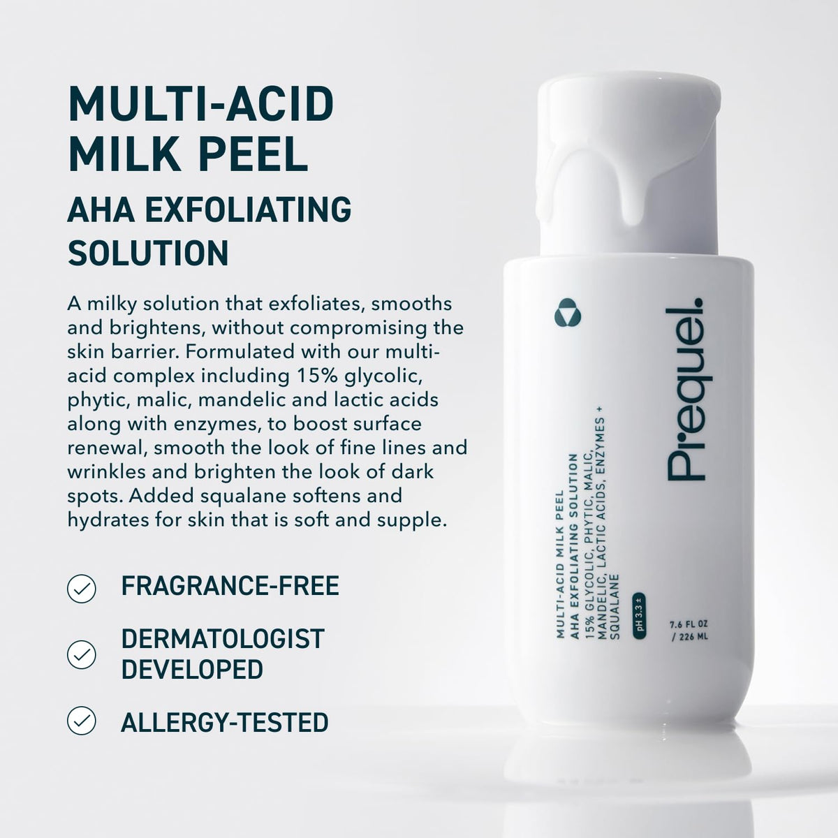 Skin Multi Acid Milk Peel - Glycolic Lactic AHA Exfoliant 7.6oz