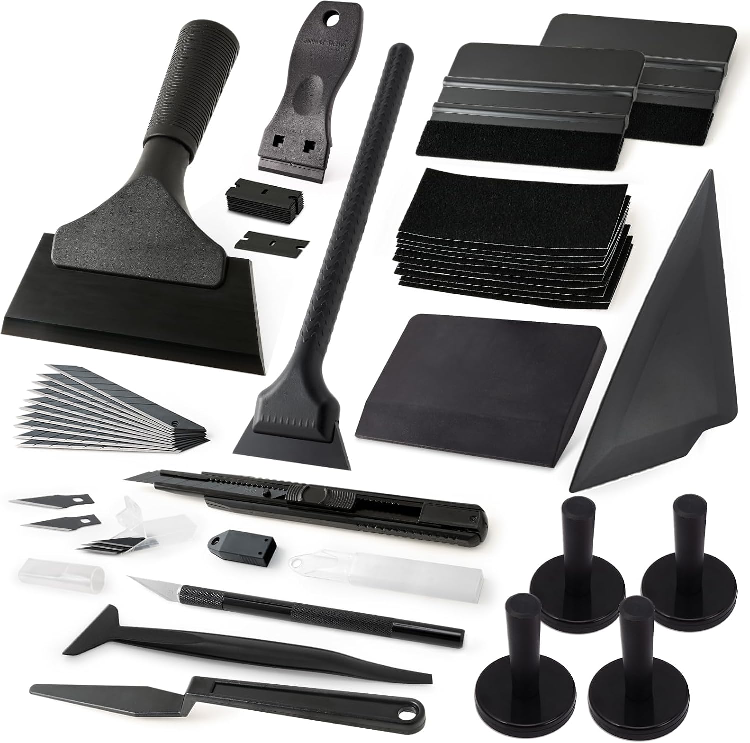 Vinyl Wrap Tool Kit for Car Window Tint Installation with Magnet Holder, Rubber & Vinyl Squeegees, Shank Gasket, Mini