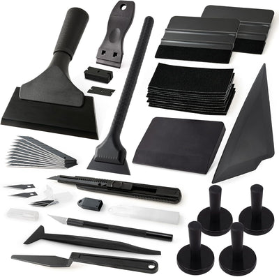 Vinyl Wrap Tool Kit for Car Window Tint Installation with Magnet Holder, Rubber & Vinyl Squeegees, Shank Gasket, Mini