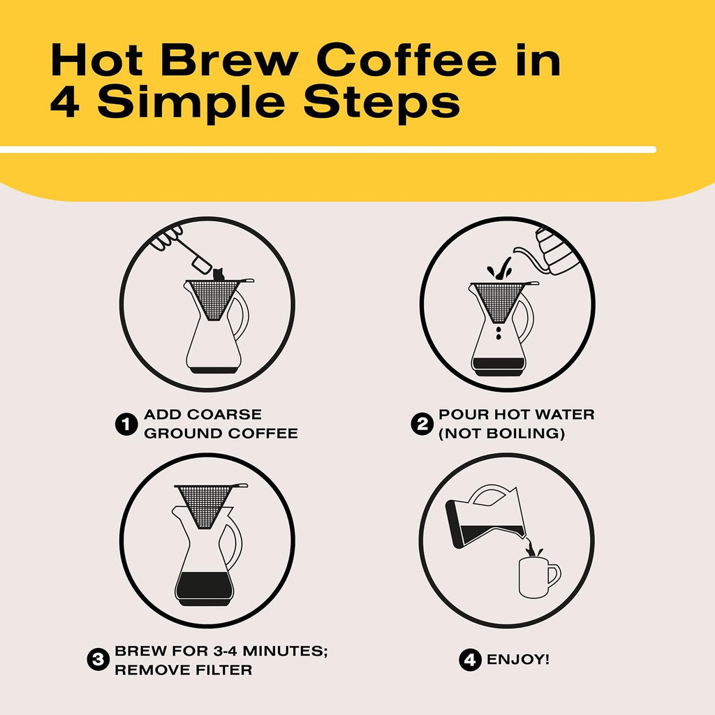 Pour Over Coffee Maker - Glass Dripper with Steel Filter 20 Oz | Dishwasher Safe, Borosilicate Carafe, Reusable
