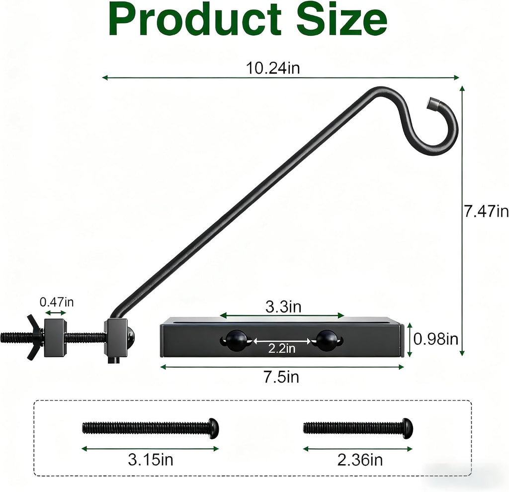 12Inch Deck Hook, Deck Bird Feeder Hanger for Railing 22 lbs Capacity