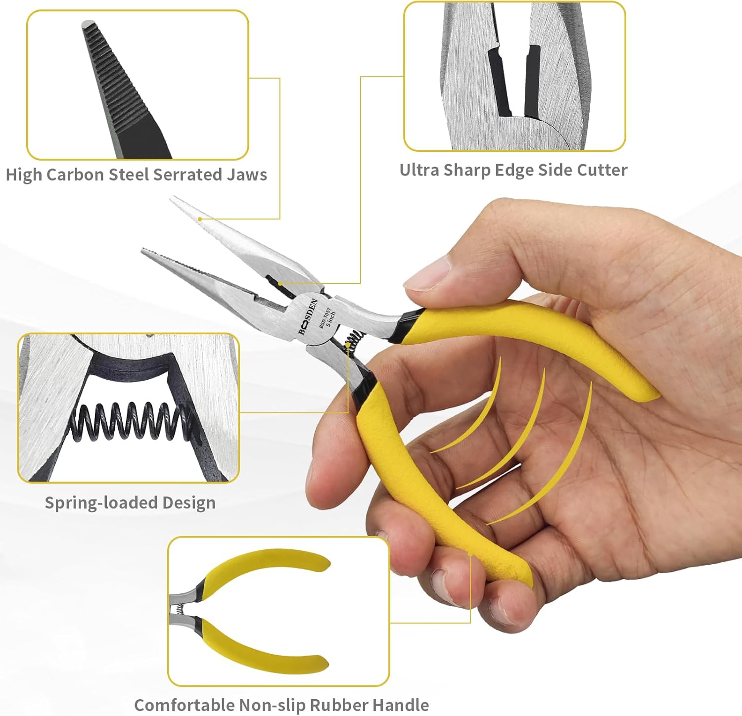5" Mini Needle Nose Pliers for Jewelry Making, 10 Pack Pliers Bulk | Small Jewelry Pliers Set with Side Cutter, Fine