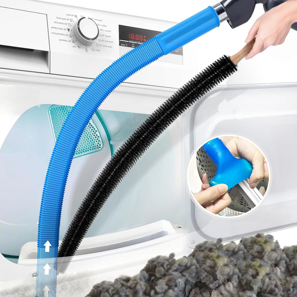 2 Pieces Dryer Vent Cleaner Kit Compatible with Most Vacuum Cleaner, Dryer Lint Brush and Vacuum Hose Attachment with