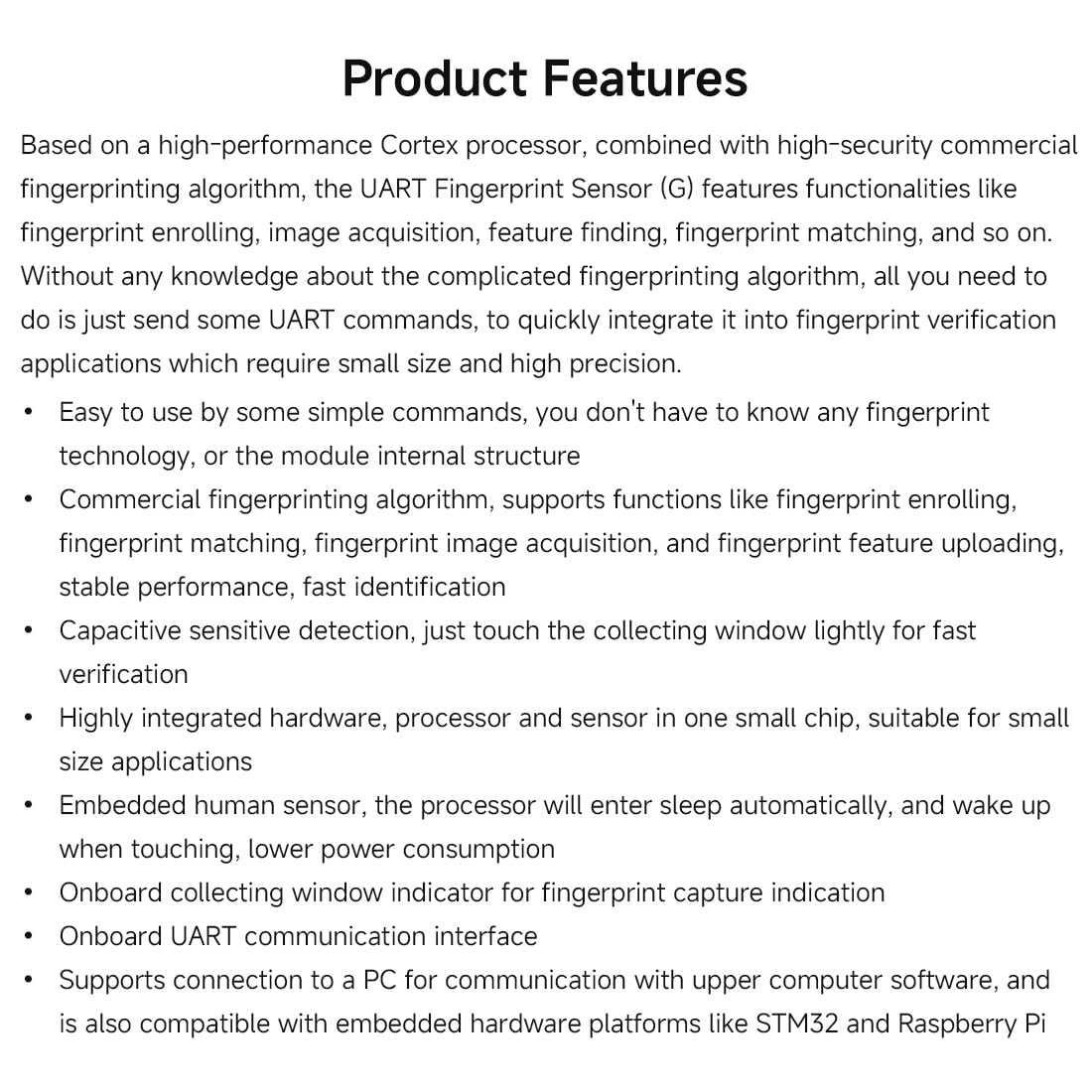 Waveshare Round-Shaped All-in-One Capacitive Fingerprint Sensor G Type