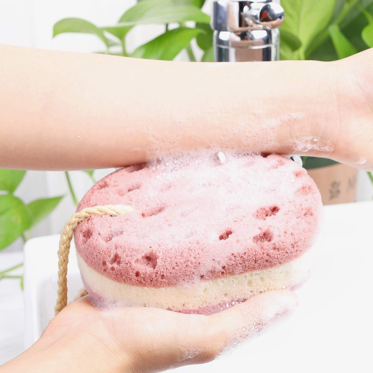 Oval Bath Sponge, Soft Exfoliating Shower Cleaning Sponge, 3‑Pack
