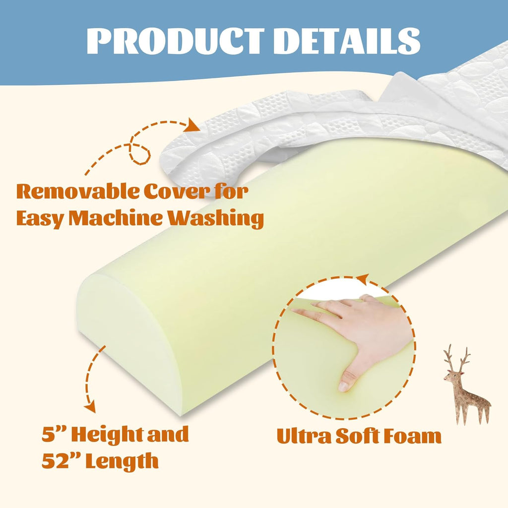 Bed Rail for Toddlers, Bed Guard Rail, Soft Memory Foam Toddler Bed Rail for Twin, Full, Queen, King Beds with