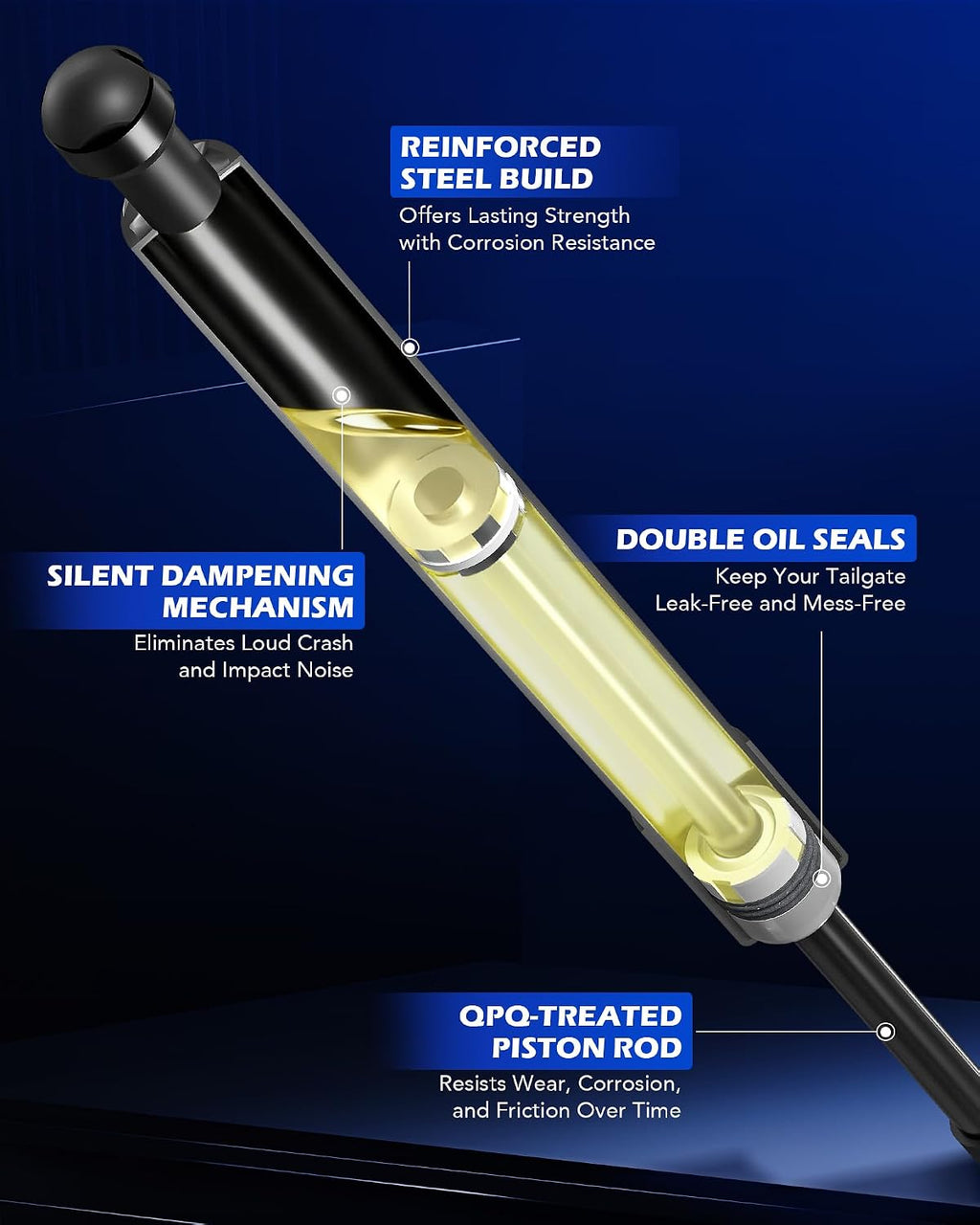 OMT Tailgate Assist Shock Absorbers Compatible with 2015-2026 Ford F150