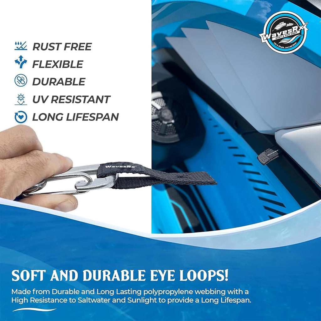 Soft Loops Jet Ski Cleats | Secure Loop Straps for Attaching Docking Bumpers, Fenders, Anchoring Line, Bungee & Dock