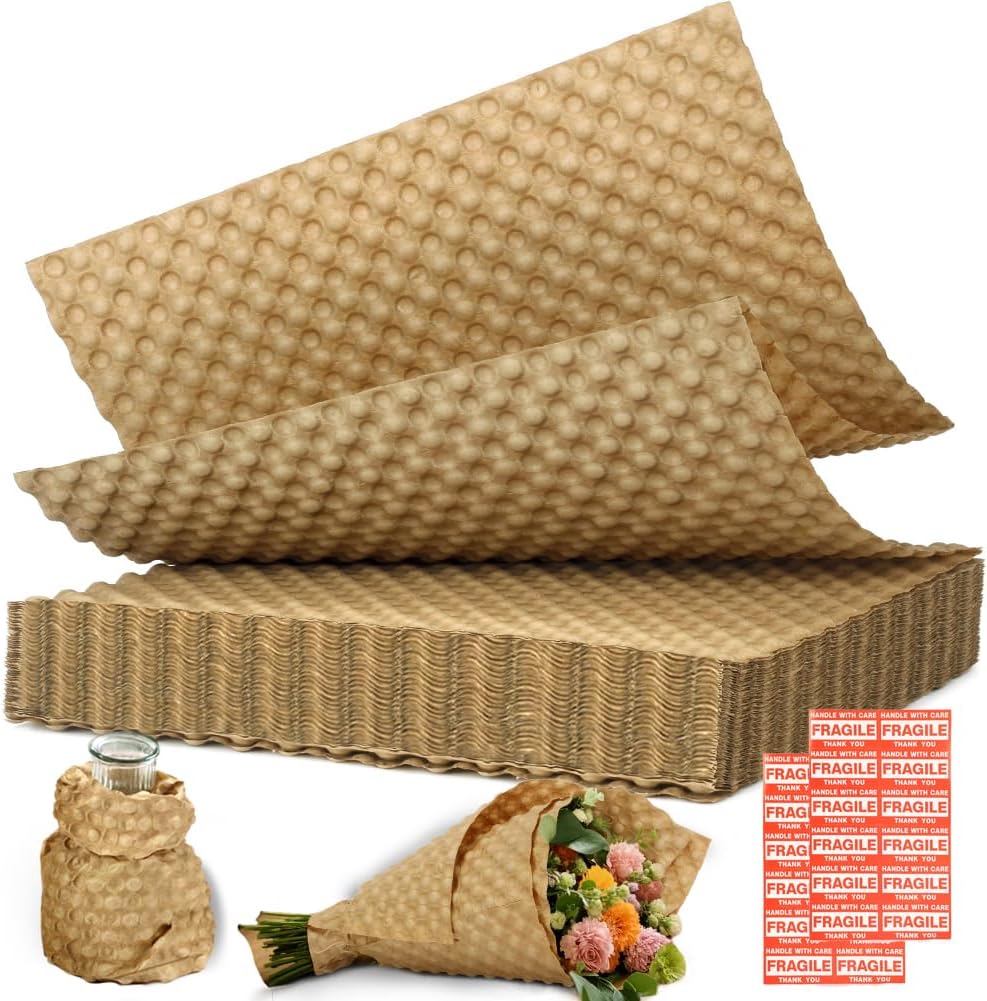 Paper Bubble Wrap Sheets for Packing 15" x 12” x 100 FT Bubble Wrap for Moving,Packing,Shipping, Recyclable Packing