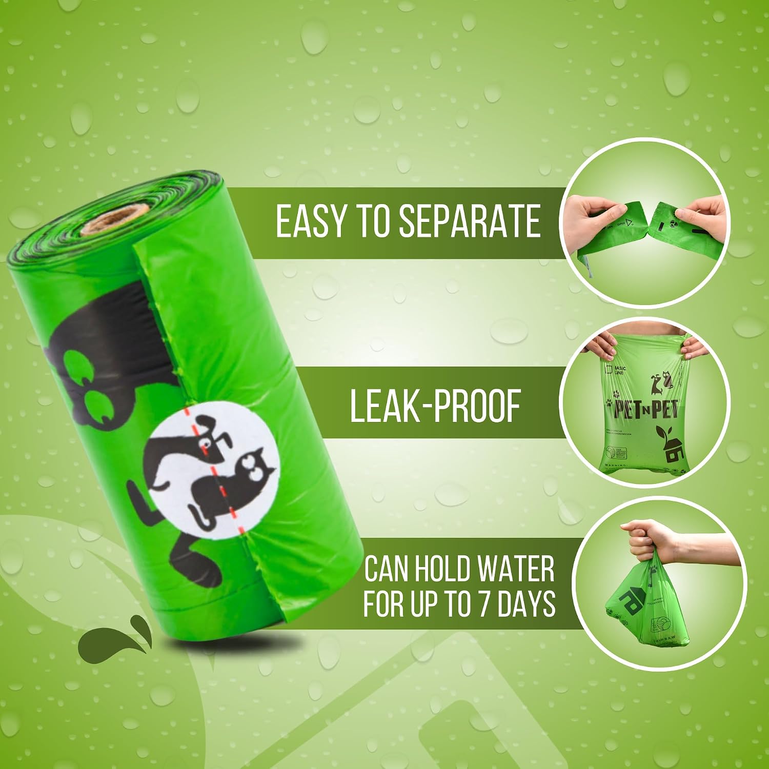 1080 Counts Green Poop Bags for Dogs, 41% Plant Based & 59% PE Extra Thick Dog Poop Bags Rolls, 9" x 13", Unscented