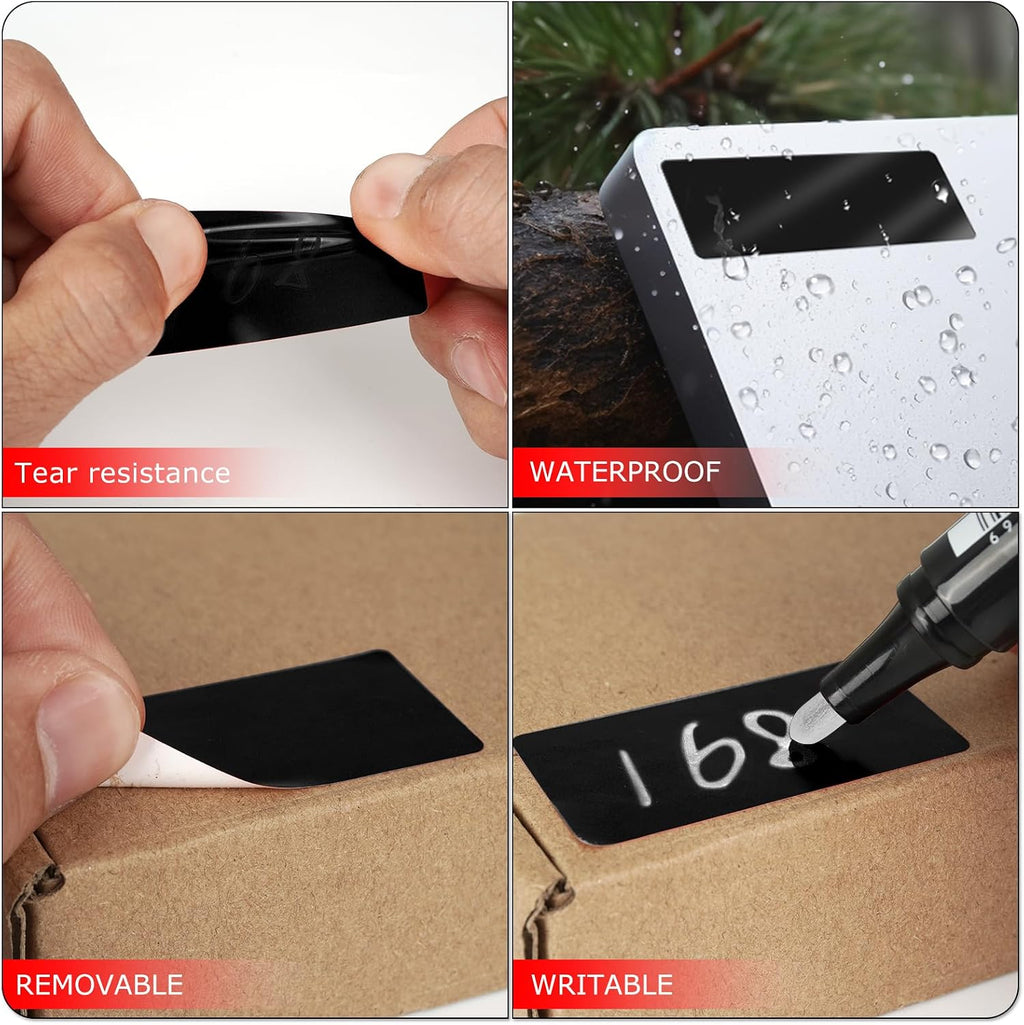 Black Rectangle Labels 2 x 1 Inch Blank Stickers Roll 500 Pcs