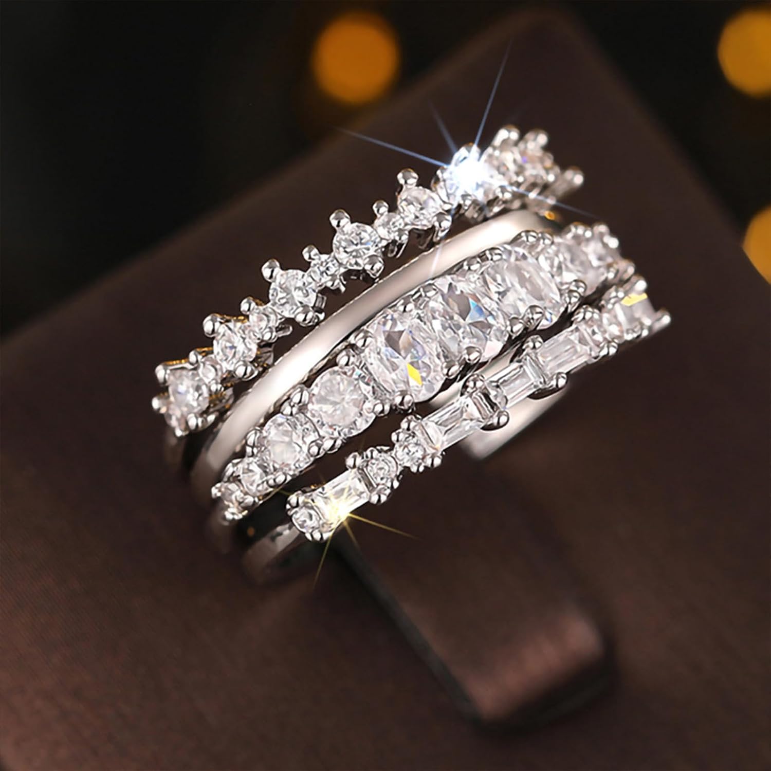 Dainty Silver Rings Set Size 6-10 Silver Wedding Band Women Fashion Stackable Rings Wedding Jewelry