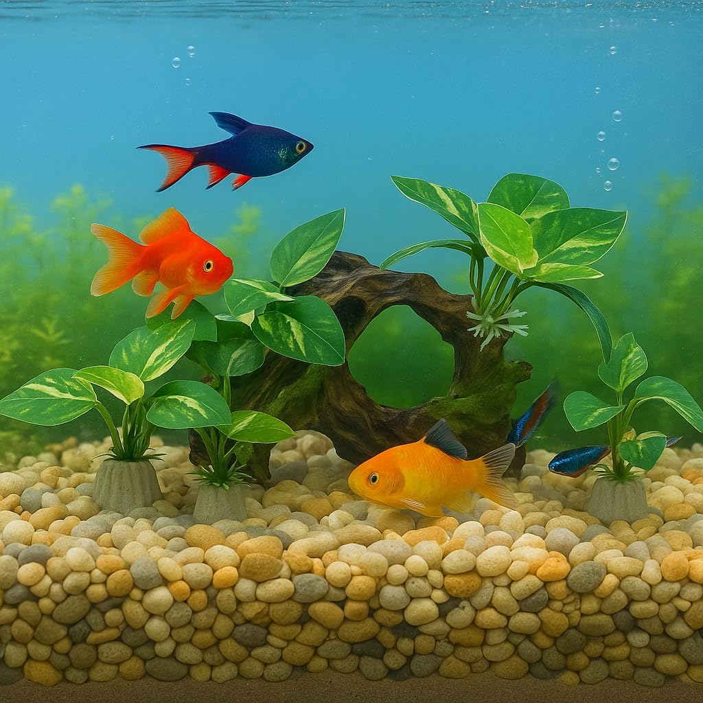 Driftwood Cave Aquarium Decor Silk Aquarium Plants for Betta Fish Tank Accessories Decorations