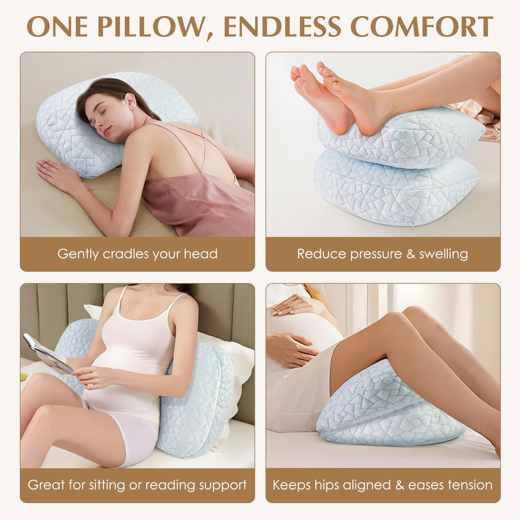 Memory Foam Pregnancy Pillow for Sleeping, Cooling Maternity Pillow