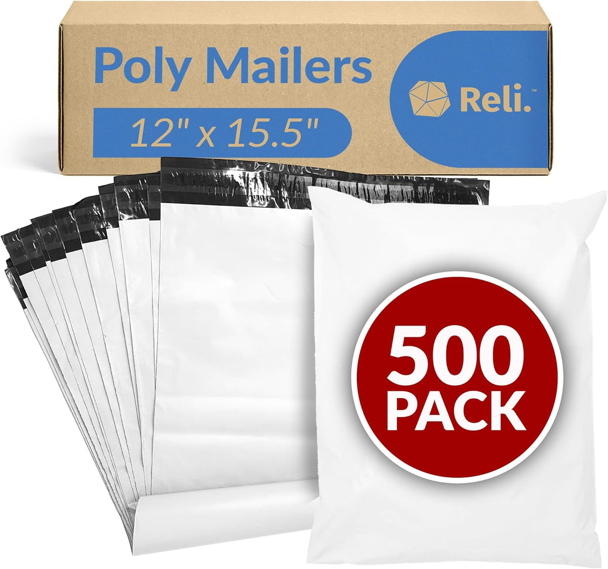 Poly Mailers 12x15.5 | 500 Pcs Bulk Shipping Envelopes