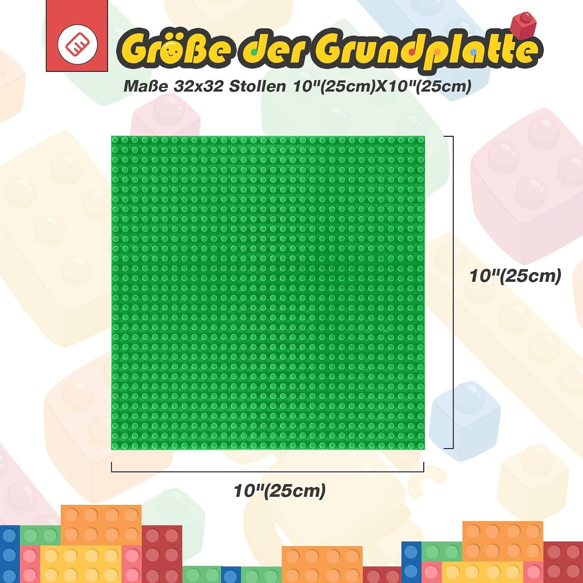 8 Pack Classic Building Baseplates, Multicolor