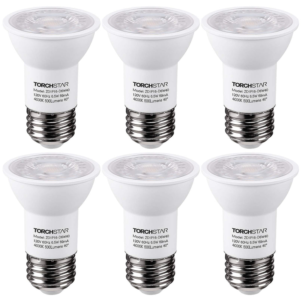 6-Pack PAR16 LED Bulb, UL Listed, Dimmable, 4000K