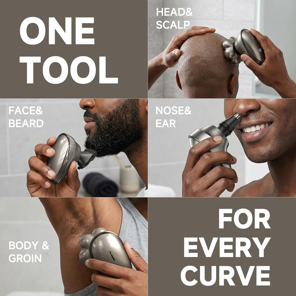 Head Shavers for Bald Men – Electric Razor for Men, 7D Magnetic Electric Shavers for Men, IPX7 Waterproof 5-in-1