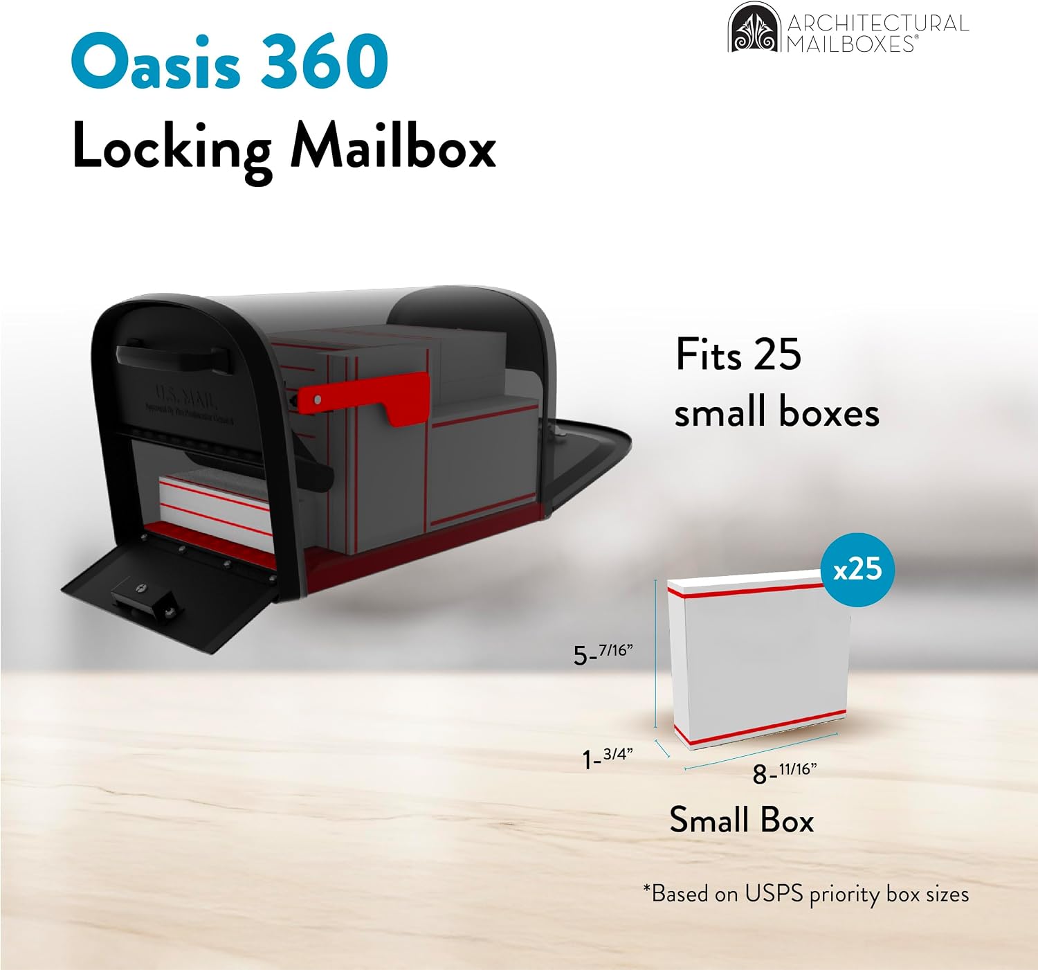 6300B-10 Oasis 360 Locking Parcel Mailbox, Extra Large, Black, 6300B-10 | Galvanized steel build with a secure steel
