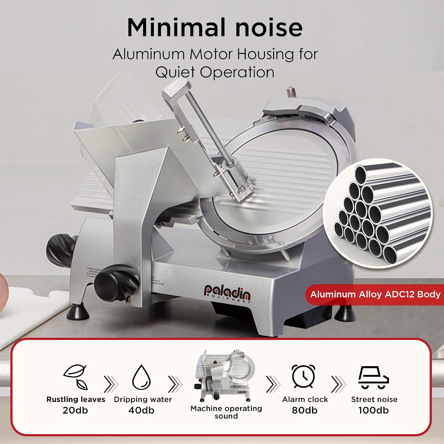 10" Electric Meat Slicer, 1/3 HP Deli Slicer with Italian Carbon Steel Blade, Lunch Food, Semi-frozen Meat, Cheese