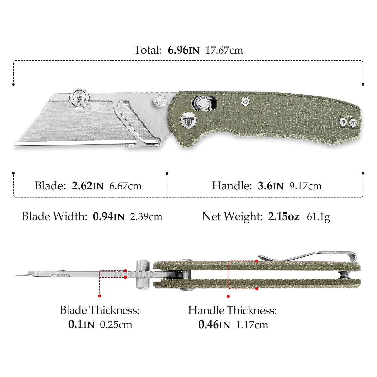 Folding Utility Knife - Puppy-GM, 2.62" Blade with 5 Extra Blades