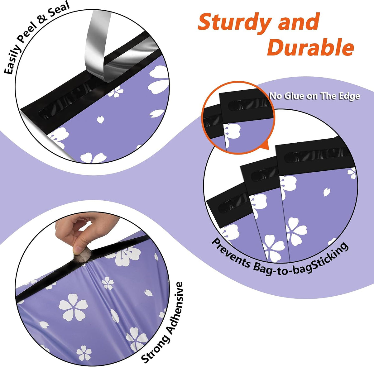 Poly Mailers 10x13 Inch, 25 Pack, Purple Floral Shipping Bags